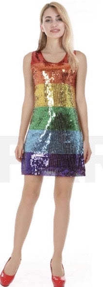 RAINBOW SEQUIN TANK DRESS-ONE SIZE